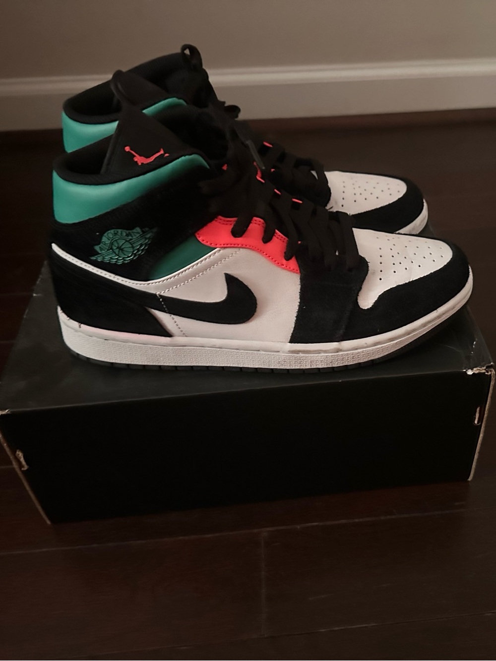 Nike Air Jordan 1 Low in Black, White, Teal & Pink Accent